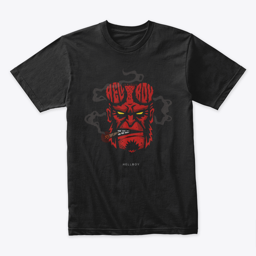 Camiseta Algodon Hellboy Face Red Doble Estampado