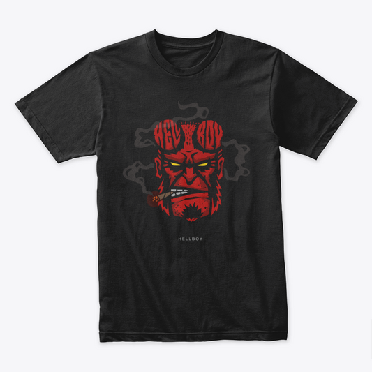 Camiseta Algodon Hellboy Face Red Doble Estampado